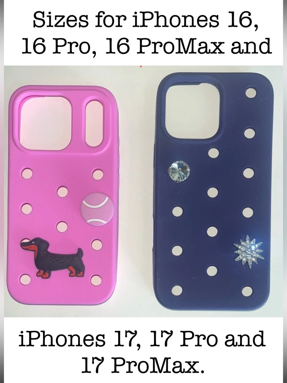 Silicone iPhone case for 16 or 17, Pro and Max in pink or navy - cell phone